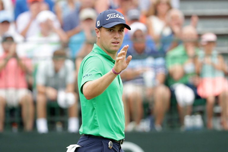 CHARLOTTE, NC - AUGUST 11:  Justin Thomas of the United States reacts to his putt on the second hole during the second round of the 2017 PGA Championship at Quail Hollow Club on August 11, 2017 in Charlotte, North Carolina.  (Photo by Streeter Lecka/Getty Images)