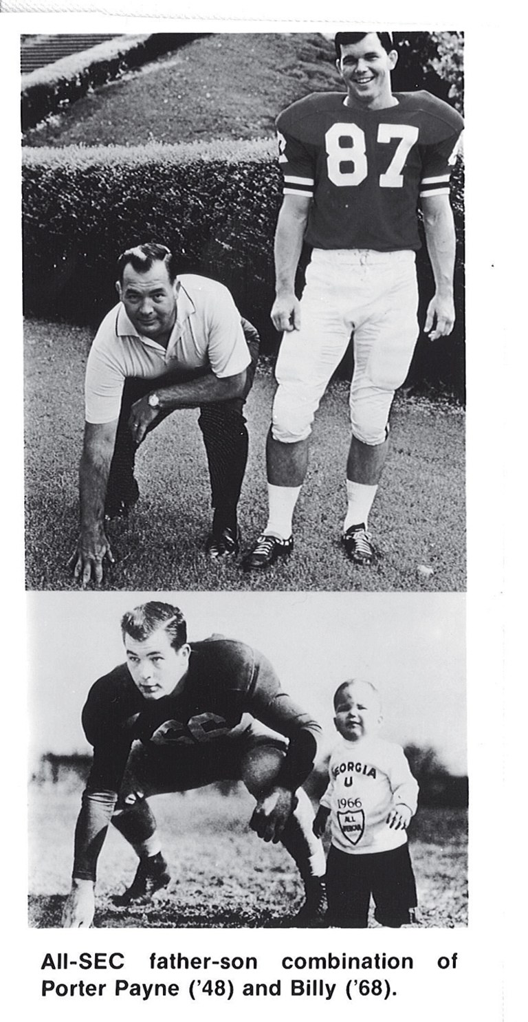 Billy Payne with his dad wearing University of Georgia Football uniforms