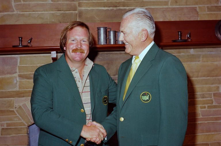 Champion Craig Stadler And Chairman Hord Hardin In The Butler Cabin At The Presentation Ceremony Of The 1982 Masters Tournament